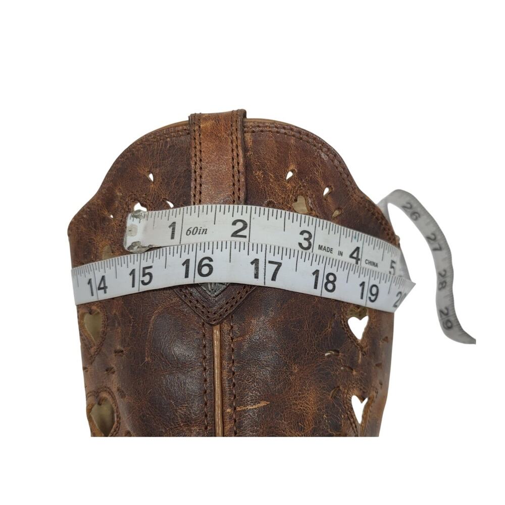 Durango Y2K Vintage Western Heart Cowboy Boots Brown Leather 8.5M Festival - Picture 5 of 7